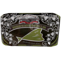 BACALAO EN ACEITE OLIVA AJILLO LATA 120g.(12p/caja)